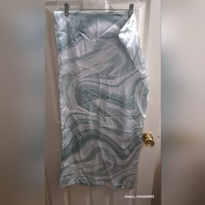 Bebe • KING SIZE Satin 4pc Sheet Set Marble Jade Green White